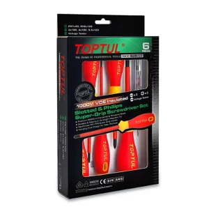 جعبه پیچ گوشتی 6 عددی ضد برق قرمز و زرد تاپ تول مدل GFE-0605